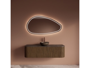Wastafelmeubel Gliss Alluro 140cm Castle Brown Ribbel motief met Curve incl. topblad