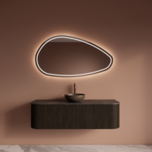 Wastafelmeubel Gliss Alluro 140cm Charcoal Ribbel motief met Curve incl. topblad