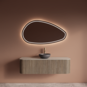 Wastafelmeubel Gliss Alluro 140cm Corn Silk Ribbel motief met Curve incl. topblad