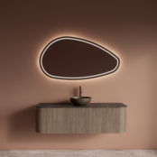 Wastafelmeubel Gliss Alluro 140cm Corn Silk Ribbel motief met Curve incl. topblad