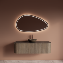 Wastafelmeubel Gliss Alluro 140cm Corn Silk Ribbel motief met Curve incl. topblad