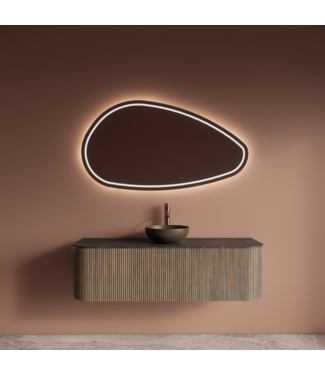 GLISS DESIGN Wastafelmeubel Gliss Alluro 140cm Corn Silk Ribbel motief met Curve incl. topblad