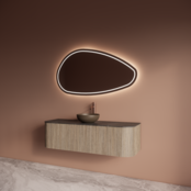 Wastafelmeubel Gliss Alluro 140cm Corn Silk Ribbel motief met Curve incl. topblad