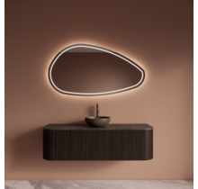 Wastafelmeubel Gliss Alluro 140cm Ebony Ribbel motief met Curve incl. topblad