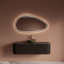 Wastafelmeubel Gliss Alluro 140cm Ebony Ribbel motief met Curve incl. topblad