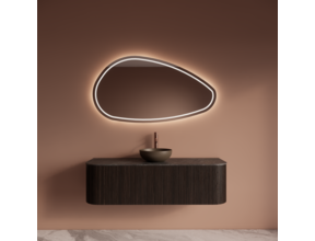 Wastafelmeubel Gliss Alluro 140cm Ebony Ribbel motief met Curve incl. topblad
