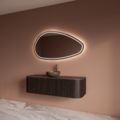 Wastafelmeubel Gliss Alluro 140cm Ebony Ribbel motief met Curve incl. topblad