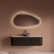 Wastafelmeubel Gliss Alluro 140cm Ebony Ribbel motief met Curve incl. topblad