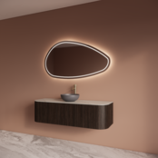 Wastafelmeubel Gliss Alluro 140cm Ebony Ribbel motief met Curve incl. topblad