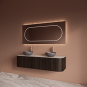 Wastafelmeubel Gliss Alluro 160cm Ebony Ribbel motief met Curve incl. topblad