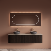 Wastafelmeubel Gliss Alluro 160cm Ebony Ribbel motief met Curve incl. topblad