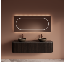 Wastafelmeubel Gliss Alluro 160cm Ebony Ribbel motief met Curve incl. topblad