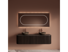 Wastafelmeubel Gliss Alluro 160cm Ebony Ribbel motief met Curve incl. topblad