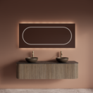 Wastafelmeubel Gliss Alluro 160cm Corn Silk Ribbel motief met Curve incl. topblad