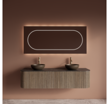 Wastafelmeubel Gliss Alluro 160cm Corn Silk Ribbel motief met Curve incl. topblad