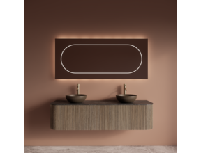 Wastafelmeubel Gliss Alluro 160cm Corn Silk Ribbel motief met Curve incl. topblad