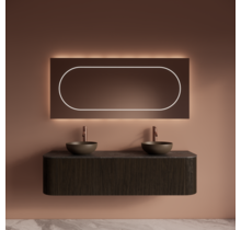 Wastafelmeubel Gliss Alluro 160cm Charcoal Ribbel motief met Curve incl. topblad