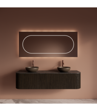 GLISS DESIGN Wastafelmeubel Gliss Alluro 160cm Charcoal Ribbel motief met Curve incl. topblad