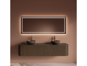 Wastafelmeubel Gliss Alluro 180cm Ash Grey Ribbel motief met Curve incl. topblad