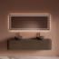 GLISS DESIGN Wastafelmeubel Gliss Alluro 180cm Mat Black Veneer Ribbel motief met Curve incl. topblad