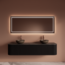 GLISS DESIGN Wastafelmeubel Gliss Alluro 180cm Mat Black Veneer Ribbel motief met Curve incl. topblad