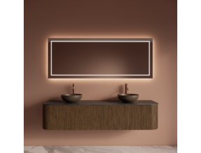 Wastafelmeubel Gliss Alluro 180cm Castle Brown Ribbel motief met Curve incl. topblad