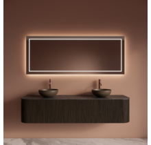 Wastafelmeubel Gliss Alluro 180cm Charcoal Ribbel motief met Curve incl. topblad