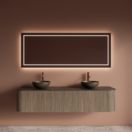 Wastafelmeubel Gliss Alluro 180cm Corn Silk Ribbel motief met Curve incl. topblad