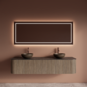 Wastafelmeubel Gliss Alluro 180cm Corn Silk Ribbel motief met Curve incl. topblad