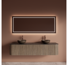 Wastafelmeubel Gliss Alluro 180cm Corn Silk Ribbel motief met Curve incl. topblad