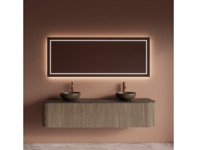 Wastafelmeubel Gliss Alluro 180cm Corn Silk Ribbel motief met Curve incl. topblad