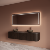 Wastafelmeubel Gliss Alluro 180cm Ebony Ribbel motief met Curve incl. topblad