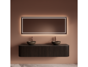 Wastafelmeubel Gliss Alluro 180cm Ebony Ribbel motief met Curve incl. topblad