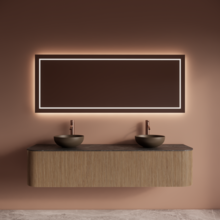 Wastafelmeubel Gliss Alluro 180cm Mist Ribbel motief met Curve incl. topblad