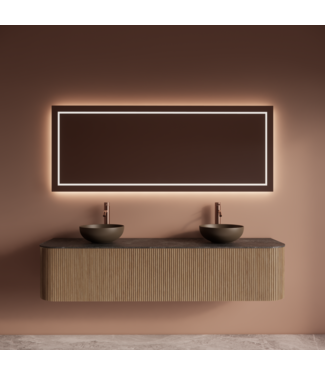 GLISS DESIGN Wastafelmeubel Gliss Alluro 180cm Mist Ribbel motief met Curve incl. topblad