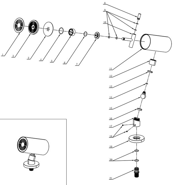 Hoofddouche UniMatch Beam Geborsteld Brons Koper rond 1 stand met muurbevestiging PVD - 29.7825
