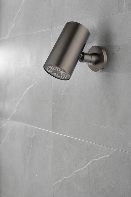 Hoofddouche UniMatch Beam Gunmetal rond 1 stand met muurbevestiging PVD - 29.782