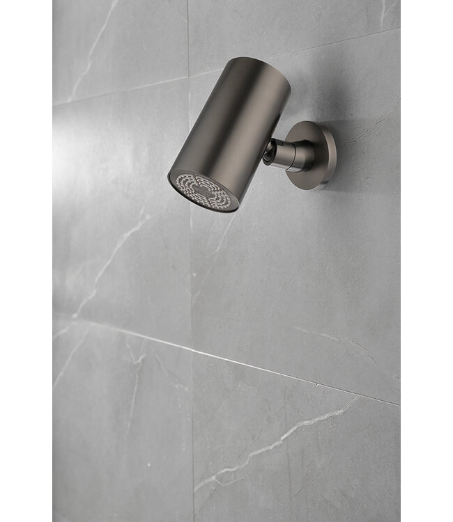 Hoofddouche UniMatch Beam Gunmetal rond 1 stand met muurbevestiging PVD - 29.782