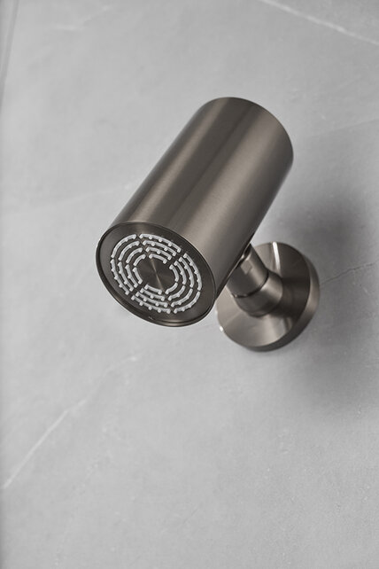 Hoofddouche UniMatch Beam Gunmetal rond 1 stand met muurbevestiging PVD - 29.782