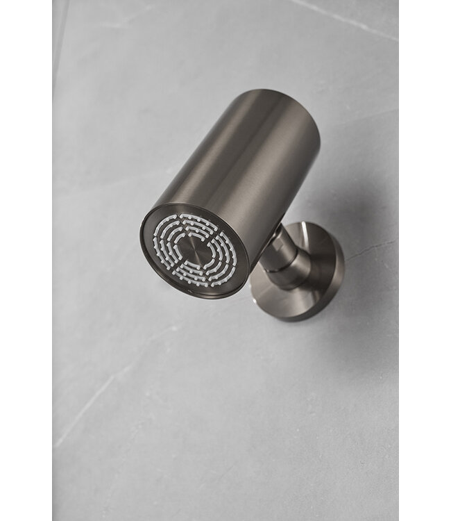 Hoofddouche UniMatch Beam Gunmetal rond 1 stand met muurbevestiging PVD - 29.782