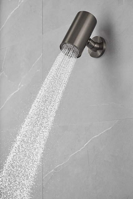 Hoofddouche UniMatch Beam Gunmetal rond 1 stand met muurbevestiging PVD - 29.782