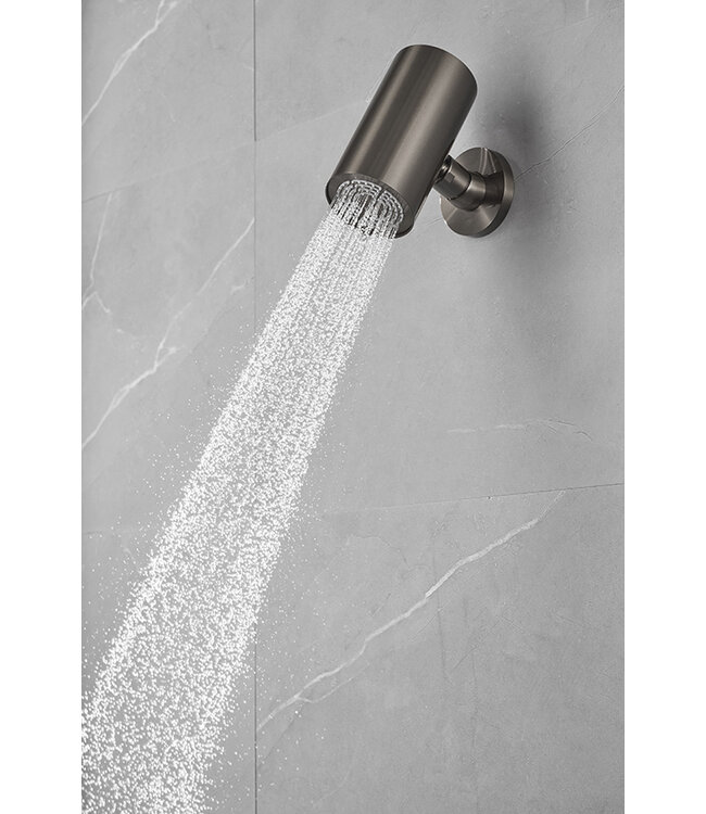 Hoofddouche UniMatch Beam Gunmetal rond 1 stand met muurbevestiging PVD - 29.782
