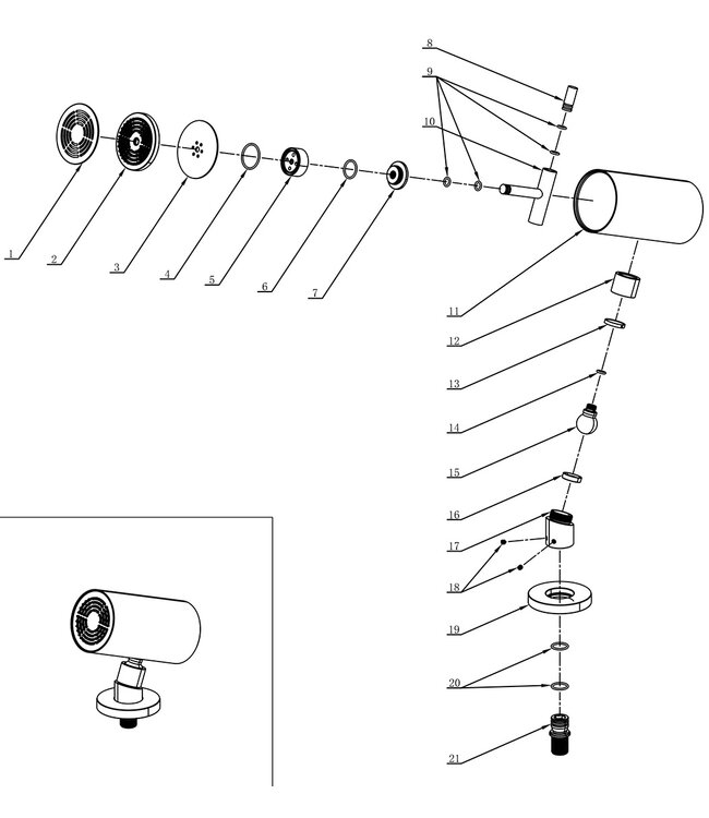 Hoofddouche UniMatch Beam Geborsteld Staal rond 1 stand met muurbevestiging PVD - 29.7822