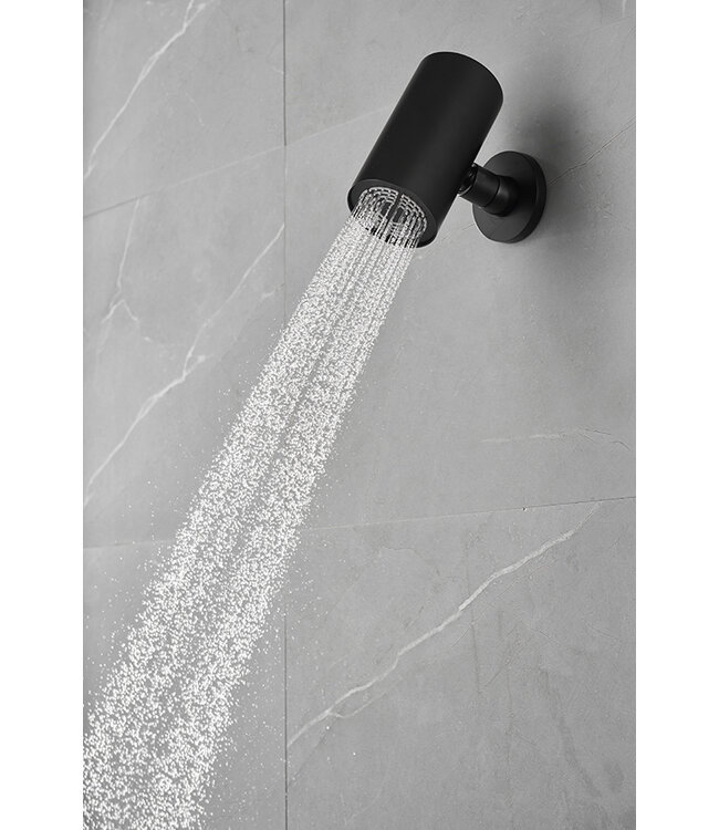 Hoofddouche UniMatch Beam Mat Zwart rond 1 stand met muurbevestiging - 29.7821