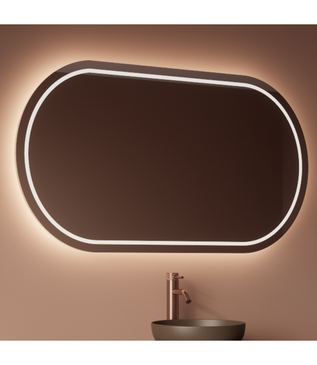 Spiegel Gliss Agon Ovaal 100cm sensor bediening met dimbaar licht - geinteg. Spiegelverwarming