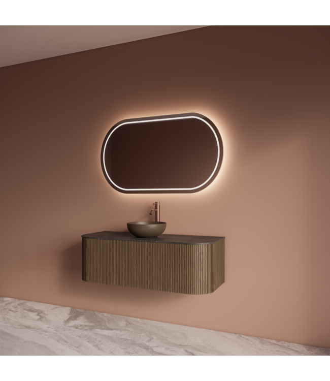 Spiegel Gliss Agon Ovaal 120cm sensor bediening met dimbaar licht - geinteg. Spiegelverwarming