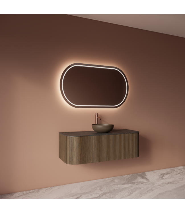 Spiegel Gliss Agon Ovaal 120cm sensor bediening met dimbaar licht - geinteg. Spiegelverwarming