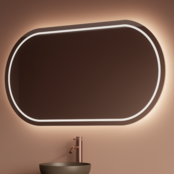 Spiegel Gliss Agon Ovaal 120cm sensor bediening met dimbaar licht - geinteg. Spiegelverwarming