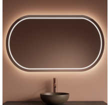 Spiegel Gliss Agon Ovaal 120cm sensor bediening met dimbaar licht - geinteg. Spiegelverwarming