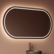 Spiegel Gliss Agon Ovaal 150cm sensor bediening met dimbaar licht - geinteg. Spiegelverwarming